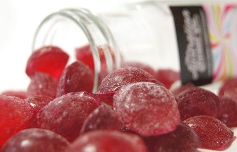Raspberry Drops rock candy